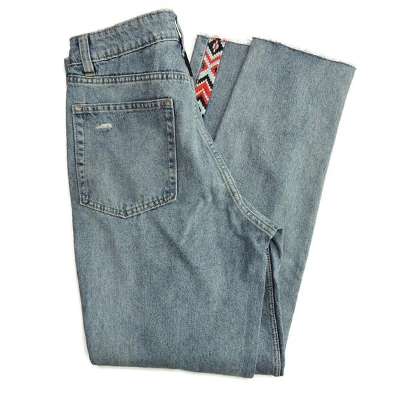 New Booty Fit High Waist Jeans embroidered side distressed size 6 Divided H&M - Picture 2 of 14